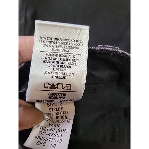 Hudson Noa Stellar Coated Jeans 31 Womens Black Mid Rise Straight Leg Cropped - Picture 6 of 14